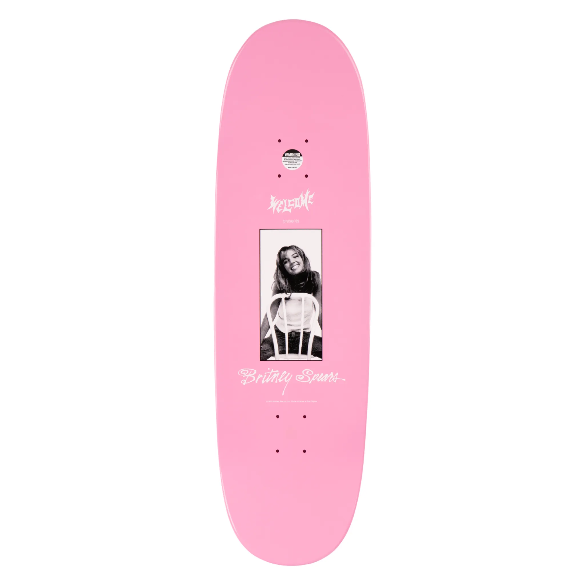 Welcome X Britney Spears Baby One More Time On Boline 2.0 Skateboard Deck Pink Glitter - 9.5"