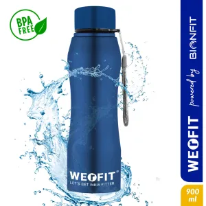 WErFIT Stainless Steel Water Bottle for Gym Park Cycling Yoga Office School Sports 900 ml Shaker  (Pack of 1, Blue, Steel)