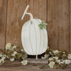 White Metal Pumpkin on Stand