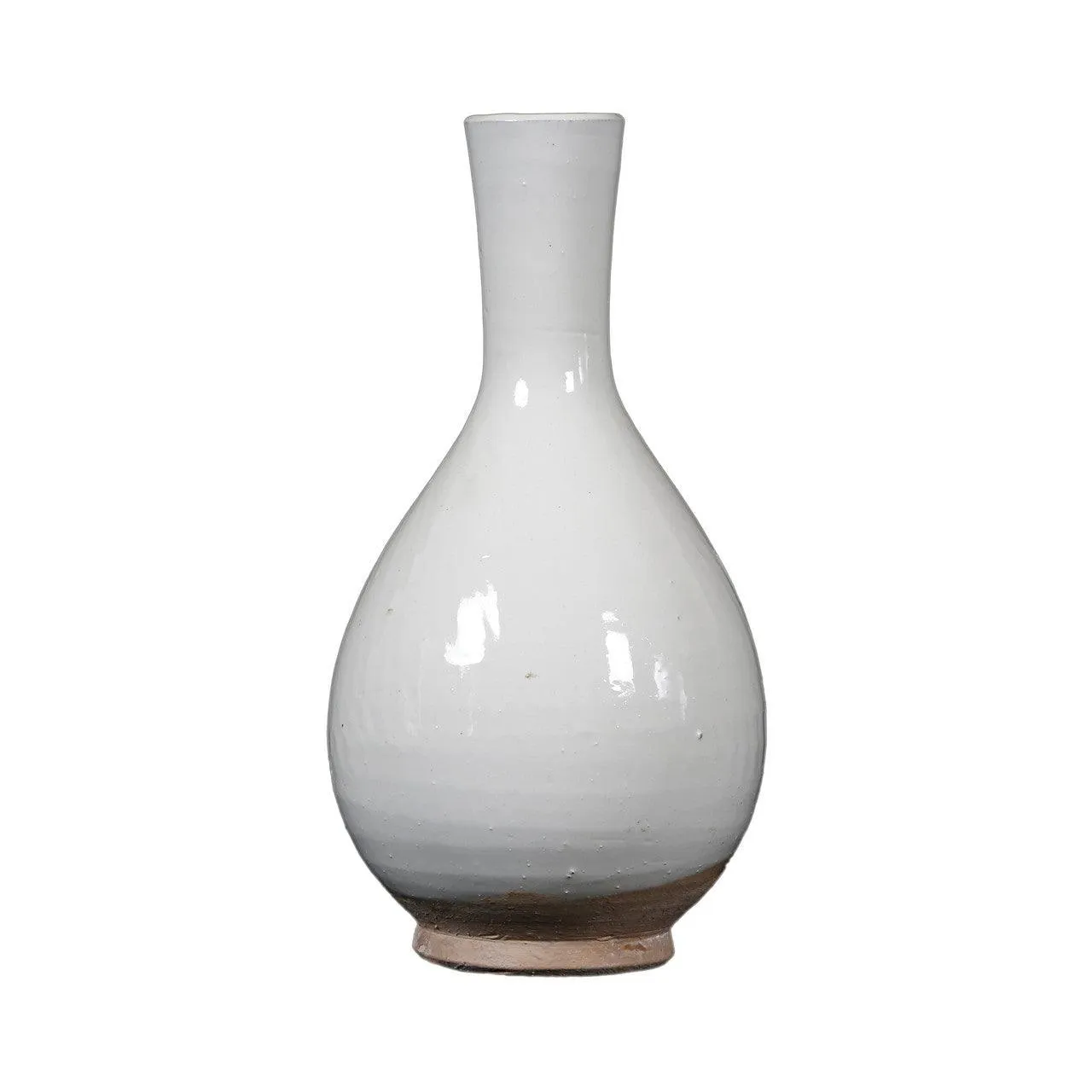 White Vintage Style Bottle Vase With Unglazed Base