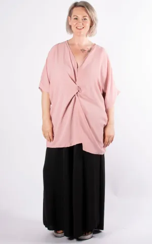 Whoopi Twisted V-Neck Top | Dusky Pink