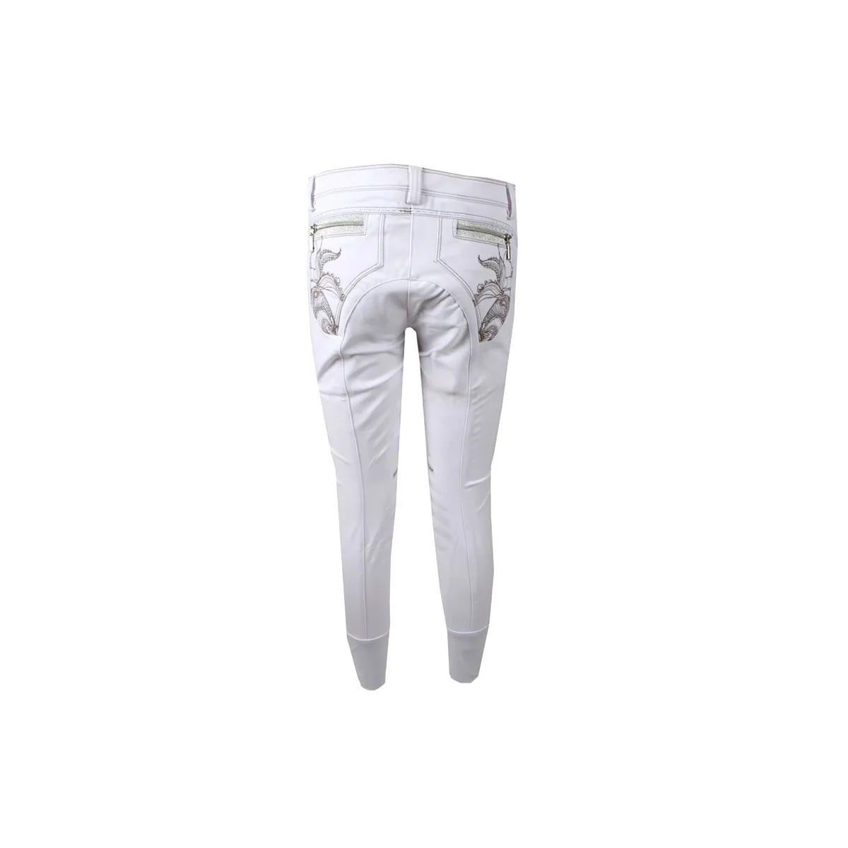 WOMEN RIDING BREECHES WITH GRIP AND POCKET DECORATION NASTRO ANIMO White