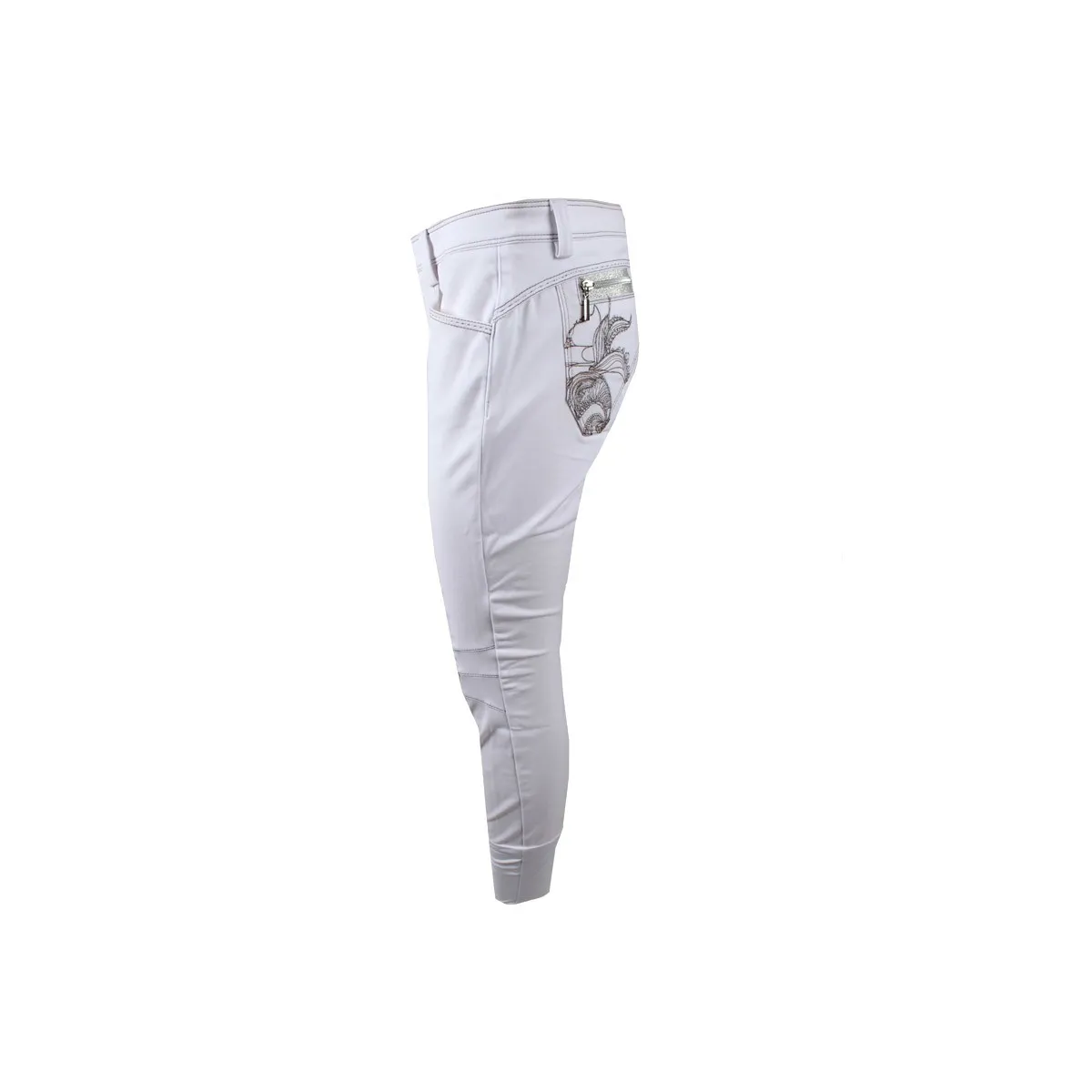 WOMEN RIDING BREECHES WITH GRIP AND POCKET DECORATION NASTRO ANIMO White