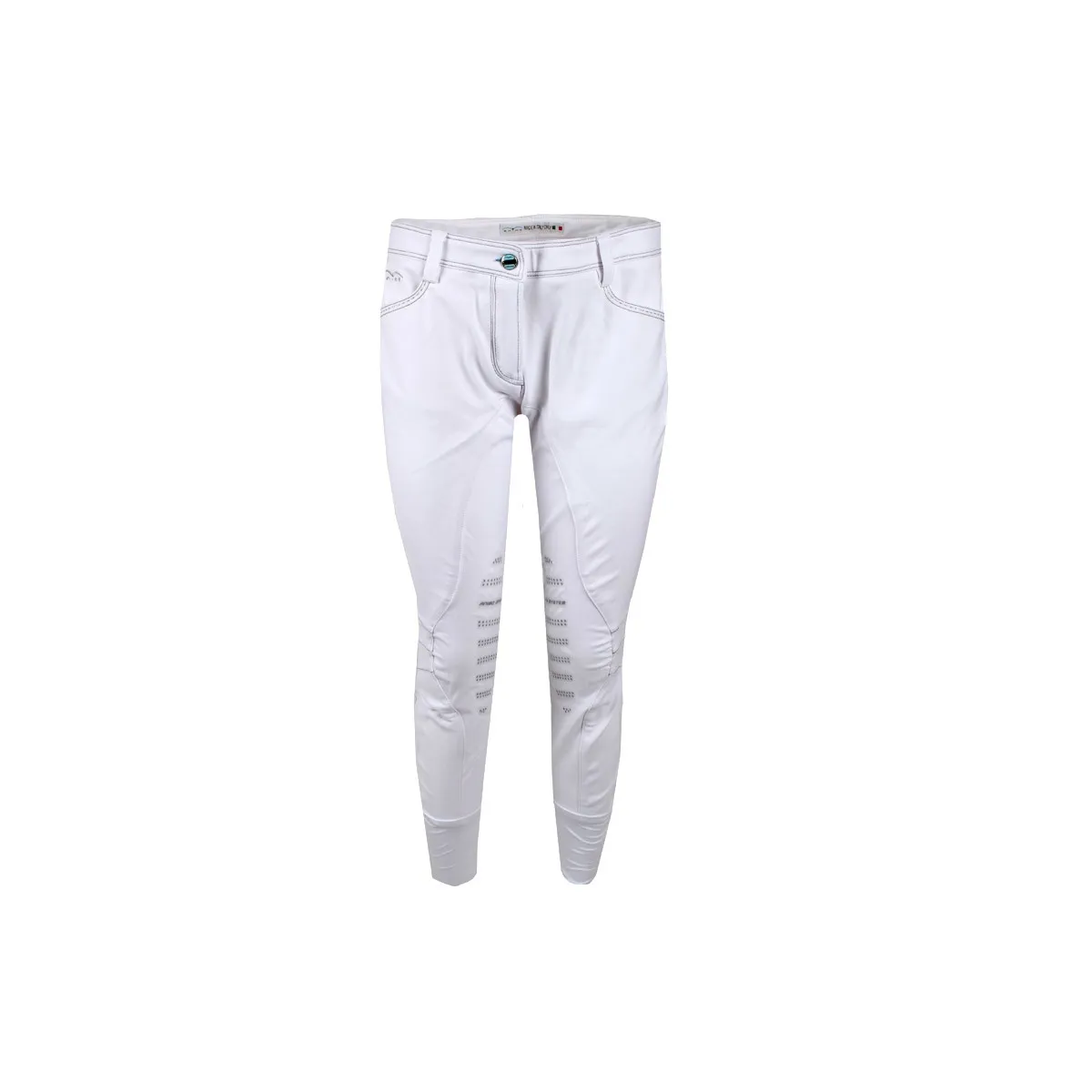 WOMEN RIDING BREECHES WITH GRIP AND POCKET DECORATION NASTRO ANIMO White