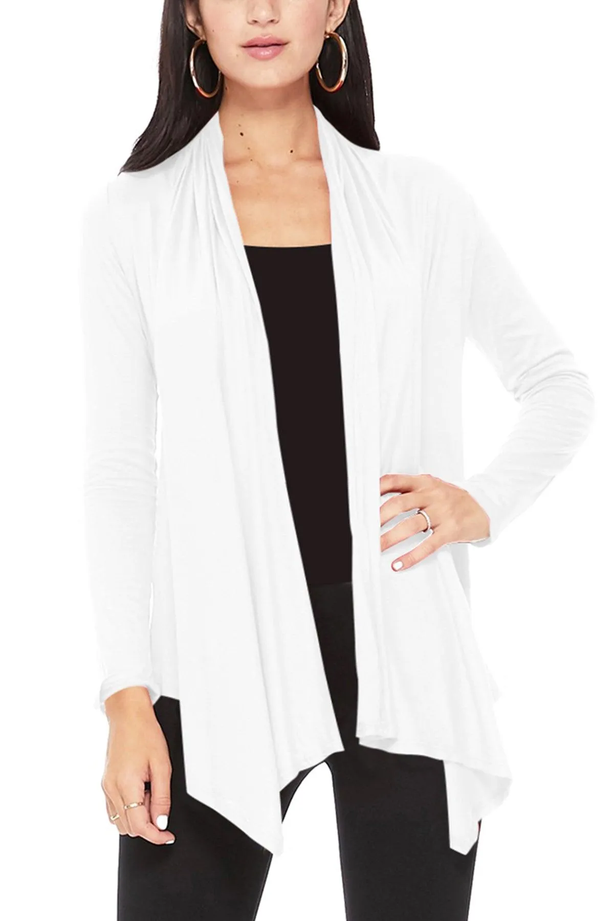 Women's Casual Long Sleeve Open Front Draped Cardigan (Pack of 2)