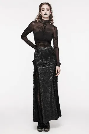 Women's Long Gothic Sexy Textured Midi Party Club Lace Splicing Gorgeous Decoration Skirt