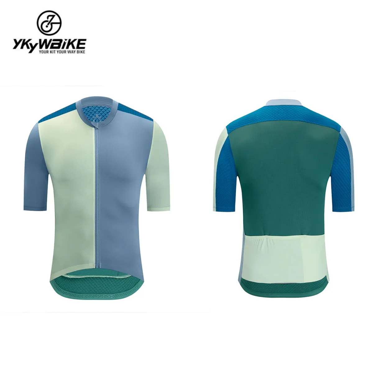 YKYW 2024 Men's New Cycling Jersey Moisture Wicking Quick Dry Multiple Color Combinations Colorblocking Dark Green Green