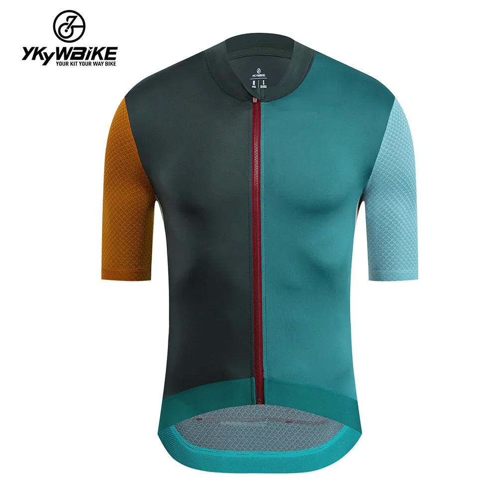 YKYW 2024 Men's New Cycling Jersey Moisture Wicking Quick Dry Multiple Color Combinations Colorblocking Dark Green Green