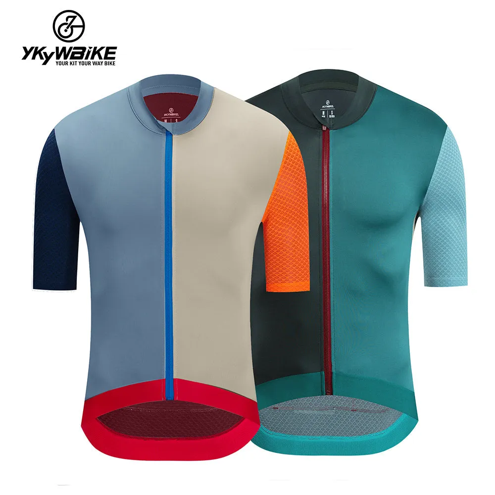 YKYW 2024 Men's New Cycling Jersey Moisture Wicking Quick Dry Multiple Color Combinations Colorblocking Dark Green Green