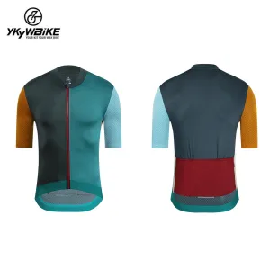 YKYW 2024 Men's New Cycling Jersey Moisture Wicking Quick Dry Multiple Color Combinations Colorblocking Dark Green Green