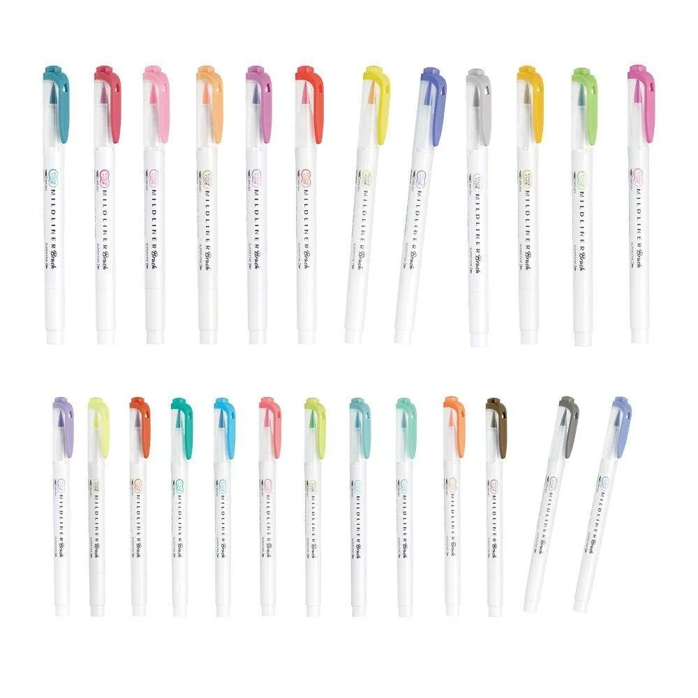 ZEBRA MILDLINER WFT8 double-headed highlighter five-color group soft-painting pen drawing marker highlighter soft-tip brush extra fine